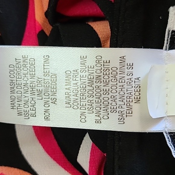 Sandra Darren Size 10 Black Pink Peach Psychedelic Pattern Sleeveless Minidress - Picture 7 of 7